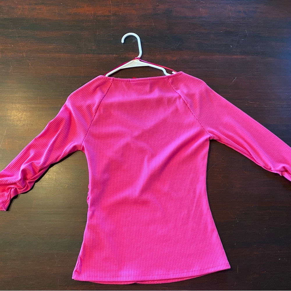 NEW Jennifer Lopez JLO Pink Women's 3/4 sleeves wrap top, size small - Picture 5 of 5